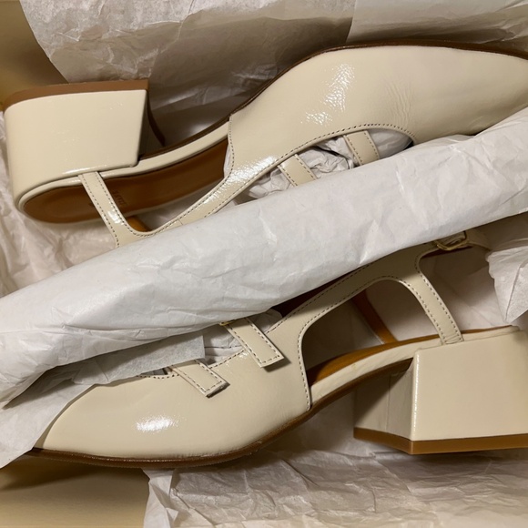 NEW Womens Sezane Paula Babies White Lacquer Shoes size US 6 FR 37 - Picture 2 of 16